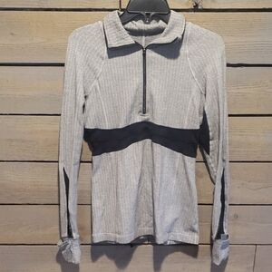 Lululemon Gray and Black Long Sleeve Zip-Up Top
